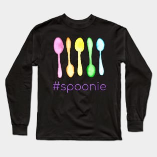 Hashtag Spoonie (Colorful Watercolor Spoons) Long Sleeve T-Shirt